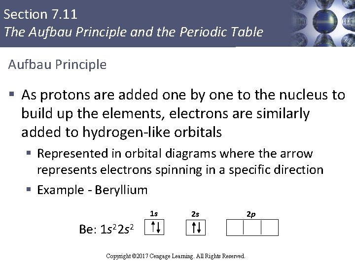 Section 7. 11 The Aufbau Principle and the Periodic Table Aufbau Principle § As