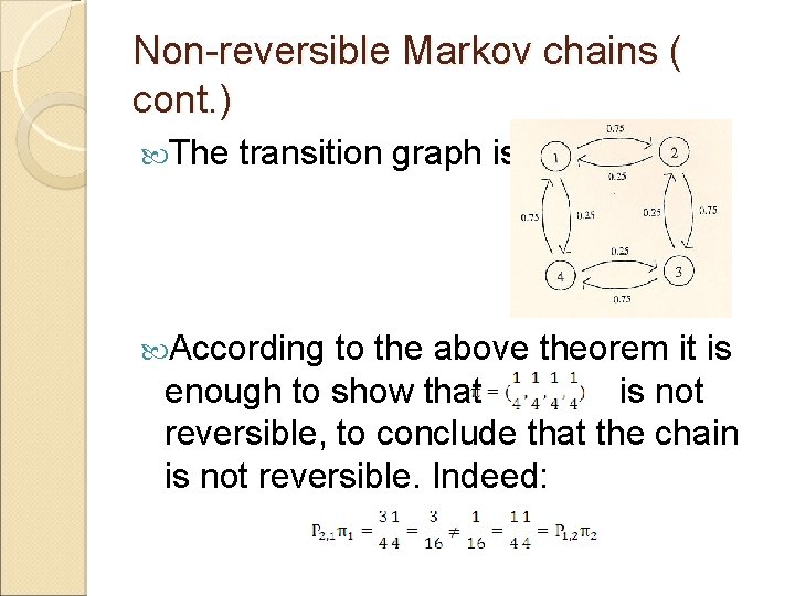 Non-reversible Markov chains ( cont. ) The transition graph is: According to the above