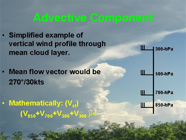 Advective Component • Simplified example of vertical wind profile through mean cloud layer. •