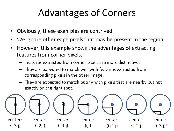 Advantages of Corners • Obviously, these examples are contrived. • We ignore other edge