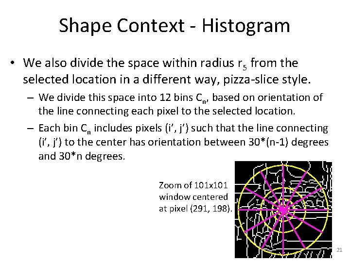 Shape Context - Histogram • We also divide the space within radius r 5