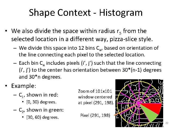 Shape Context - Histogram • We also divide the space within radius r 5