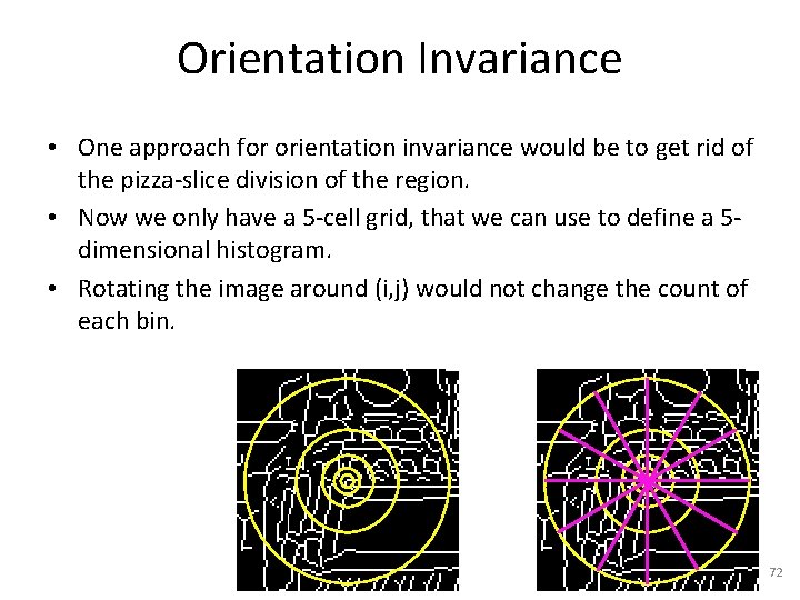 Orientation Invariance • One approach for orientation invariance would be to get rid of