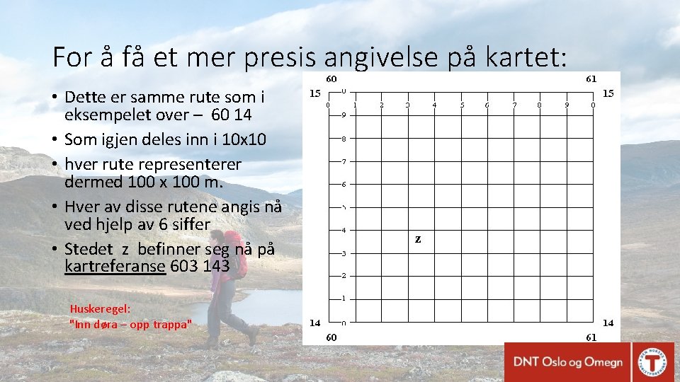 For å få et mer presis angivelse på kartet: • Dette er samme rute