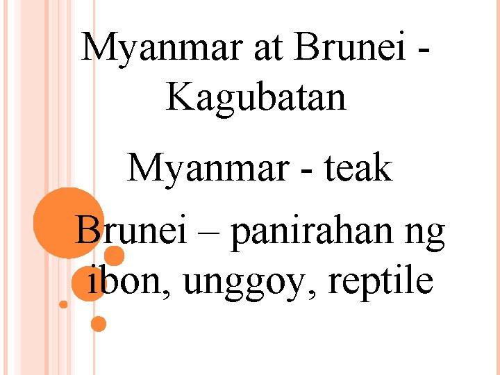 Myanmar at Brunei Kagubatan Myanmar - teak Brunei – panirahan ng ibon, unggoy, reptile