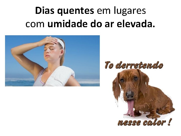 Dias quentes em lugares com umidade do ar elevada. 