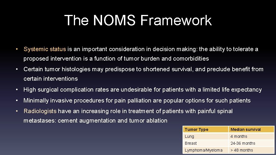 The NOMS Framework • Systemic status is an important consideration in decision making: the