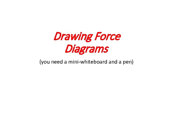 Drawing Force Diagrams (you need a mini-whiteboard and a pen) 
