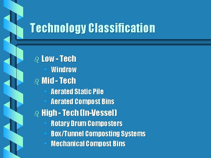 Technology Classification b Low - Tech • Windrow b Mid - Tech • Aerated