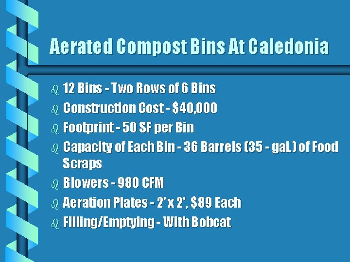 Aerated Compost Bins At Caledonia b 12 Bins - Two Rows of 6 Bins