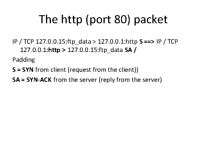 The http (port 80) packet IP / TCP 127. 0. 0. 15: ftp_data >