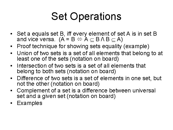 Set Operator Math Discrete Mathematics Lecture 4 Harper Langston New York