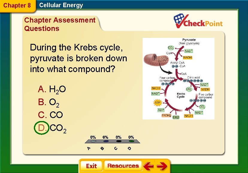 Chapter 8 Cellular Energy Chapter Assessment Questions During the Krebs cycle, pyruvate is broken