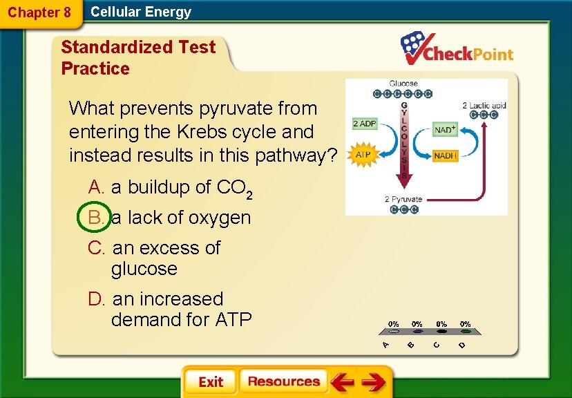 Chapter 8 Cellular Energy Standardized Test Practice What prevents pyruvate from entering the Krebs