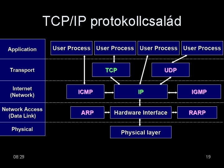 TCP/IP protokollcsalád 08: 29 19 