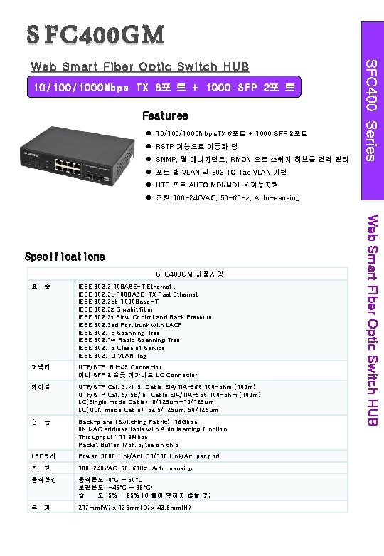 Web Smart Fiber Optic Switch HUB 1 0 / 1 0 0 0 M