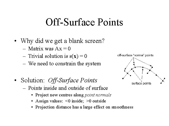 Off-Surface Points • Why did we get a blank screen? – Matrix was Ax