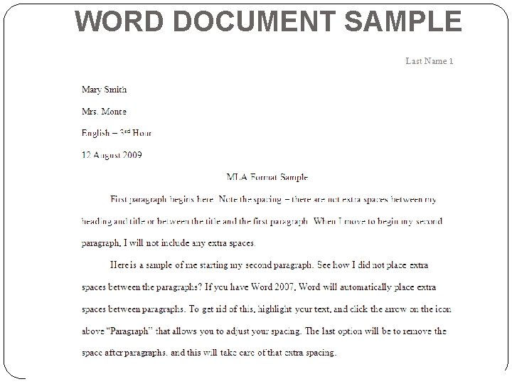 WORD DOCUMENT SAMPLE 