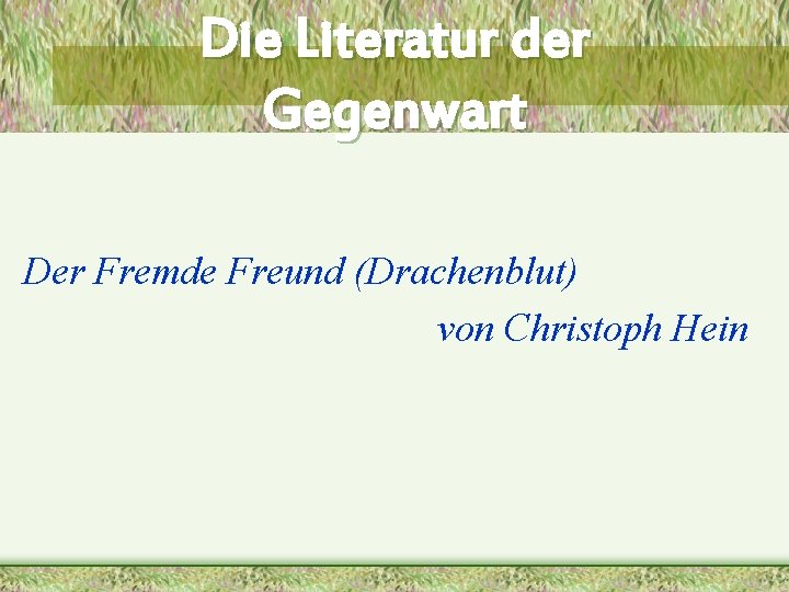 Die Literatur der Gegenwart Der Fremde Freund (Drachenblut) von Christoph Hein 