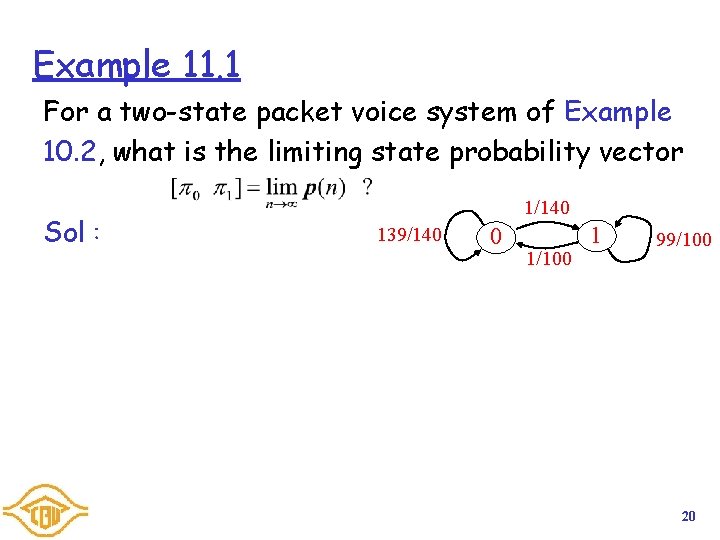Example 11. 1 For a two-state packet voice system of Example 10. 2, what