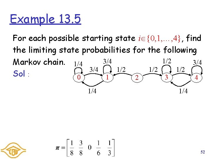 Example 13. 5 For each possible starting state i {0, 1, …, 4}, find