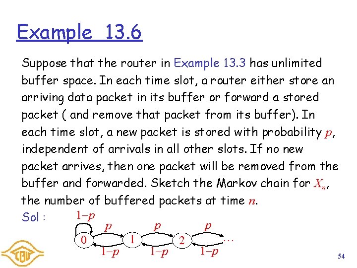 Example 13. 6 Suppose that the router in Example 13. 3 has unlimited buffer