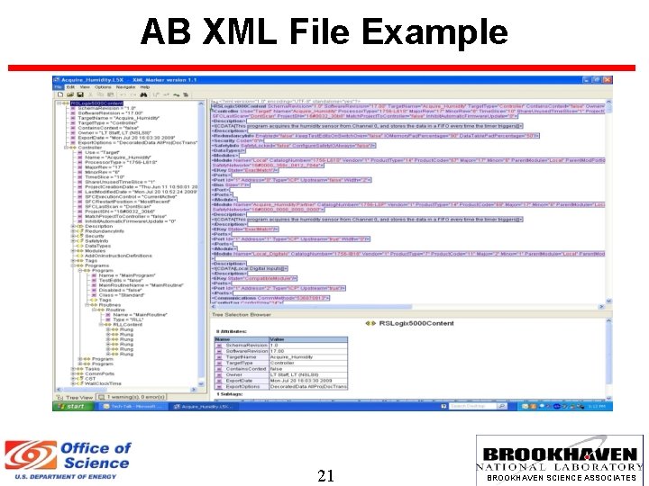AB XML File Example 21 BROOKHAVEN SCIENCE ASSOCIATES 