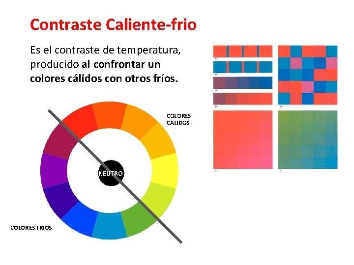 Contraste Caliente-frio Es el contraste de temperatura, producido al confrontar un colores cálidos con