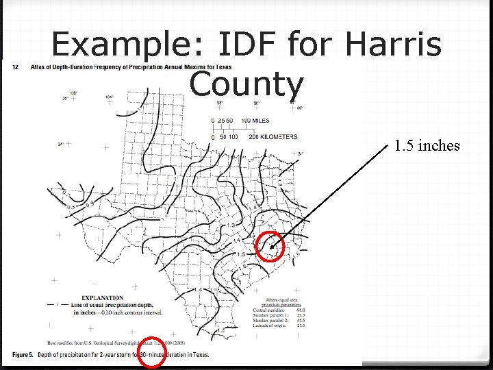 Example: IDF for Harris County 1. 5 inches 
