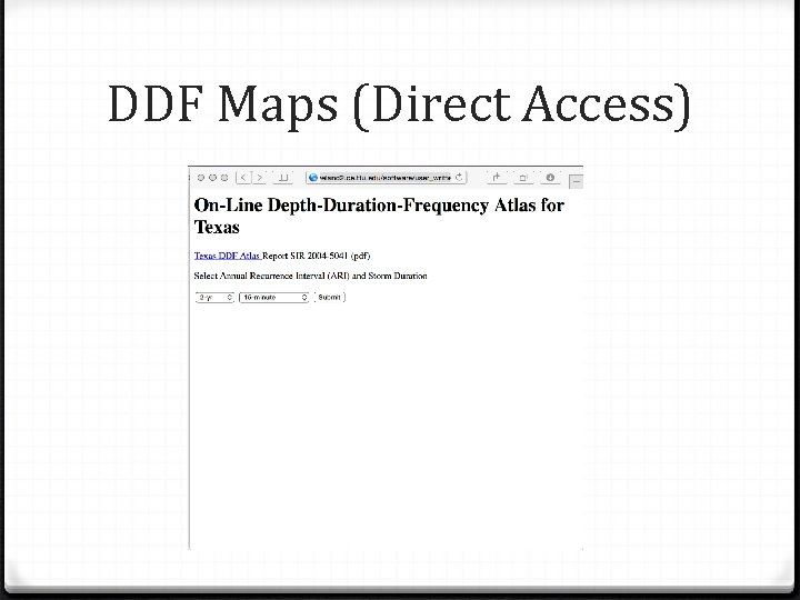 DDF Maps (Direct Access) 