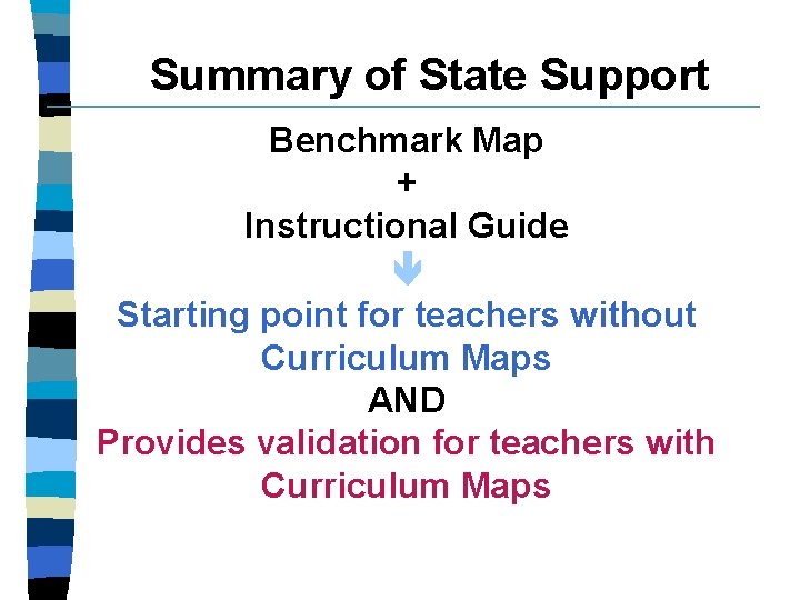 Summary of State Support Benchmark Map + Instructional Guide Starting point for teachers without Summary of State Support Benchmark Map + Instructional Guide Starting point for teachers without