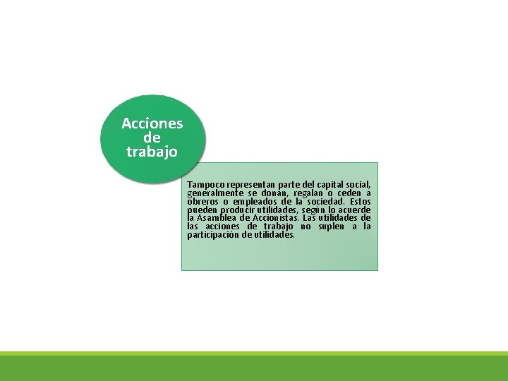 Acciones de trabajo Tampoco representan parte del capital social, generalmente se donan, regalan o