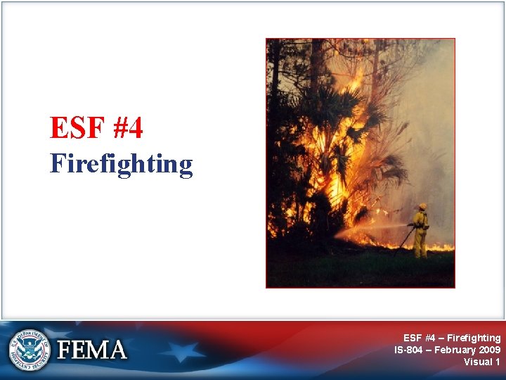 ESF #4 Firefighting ESF #4 – Firefighting IS-804 – February 2009 Visual 1 