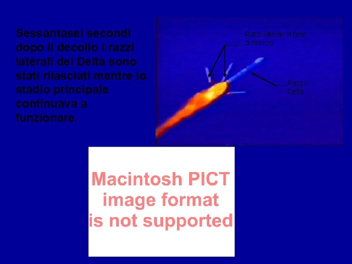 Sessantasei secondi dopo il decollo i razzi laterali del Delta sono stati rilasciati mentre