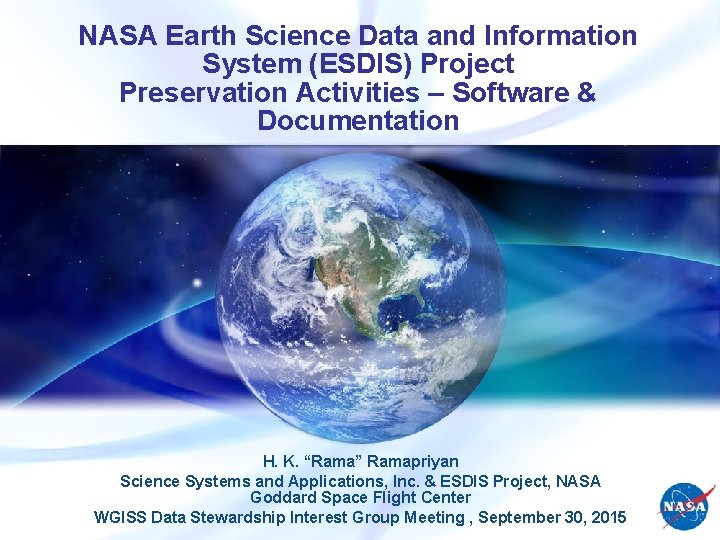 NASA Earth Science Data and Information System (ESDIS) Project Preservation Activities – Software &