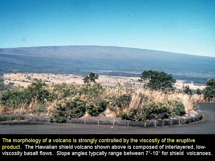 The morphology of a volcano is strongly controlled by the viscosity of the eruptive