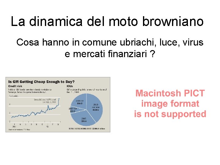 La dinamica del moto browniano Cosa hanno in comune ubriachi, luce, virus e mercati