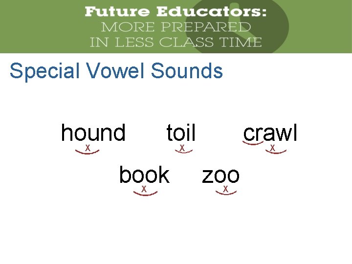 Special Vowel Sounds hound toil X crawl X book X X zoo X 