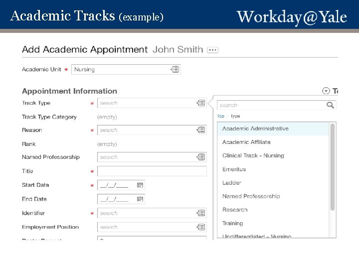 Academic Tracks (example) 