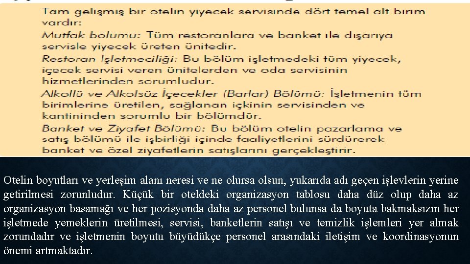 Otelin boyutları ve yerleşim alanı neresi ve ne olursa olsun, yukarıda adı geçen işlevlerin Otelin boyutları ve yerleşim alanı neresi ve ne olursa olsun, yukarıda adı geçen işlevlerin