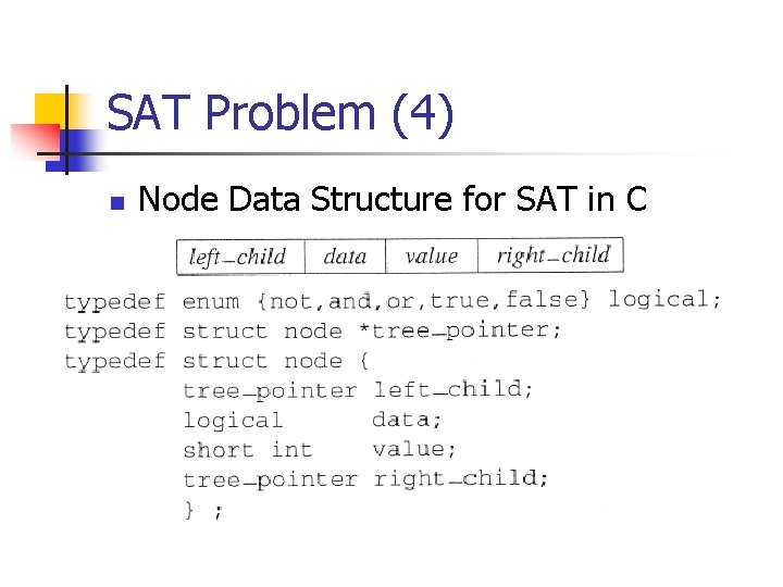 SAT Problem (4) n Node Data Structure for SAT in C 