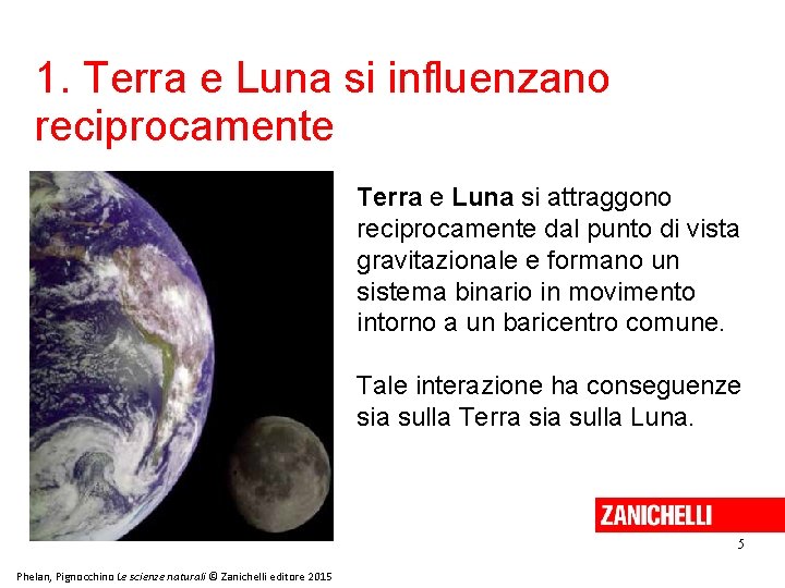 1. Terra e Luna si influenzano reciprocamente Terra e Luna si attraggono reciprocamente dal