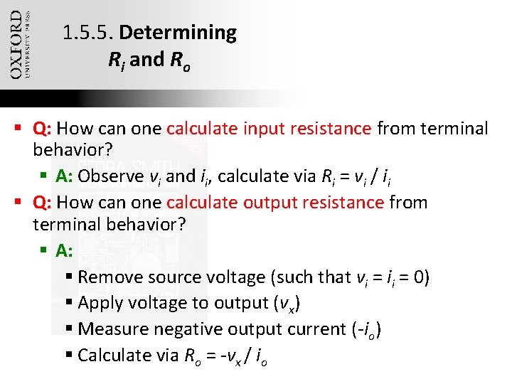 1. 5. 5. Determining Ri and Ro § Q: How can one calculate input
