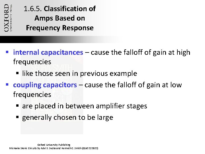 1. 6. 5. Classification of Amps Based on Frequency Response § internal capacitances –