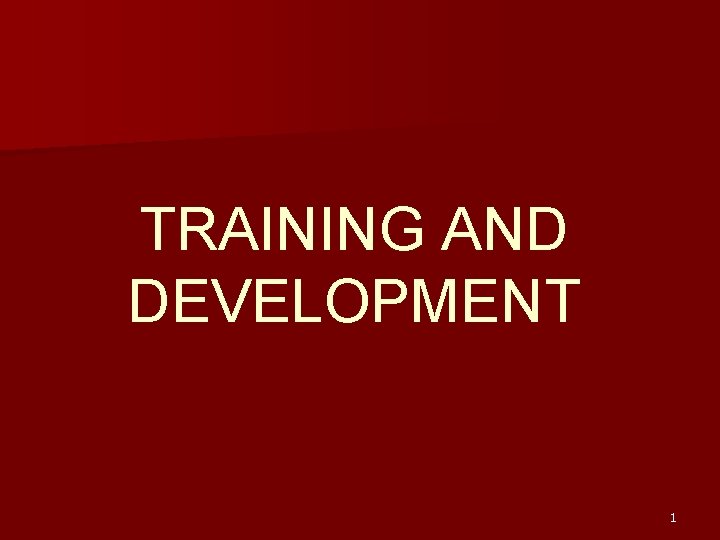 TRAINING AND DEVELOPMENT 1 