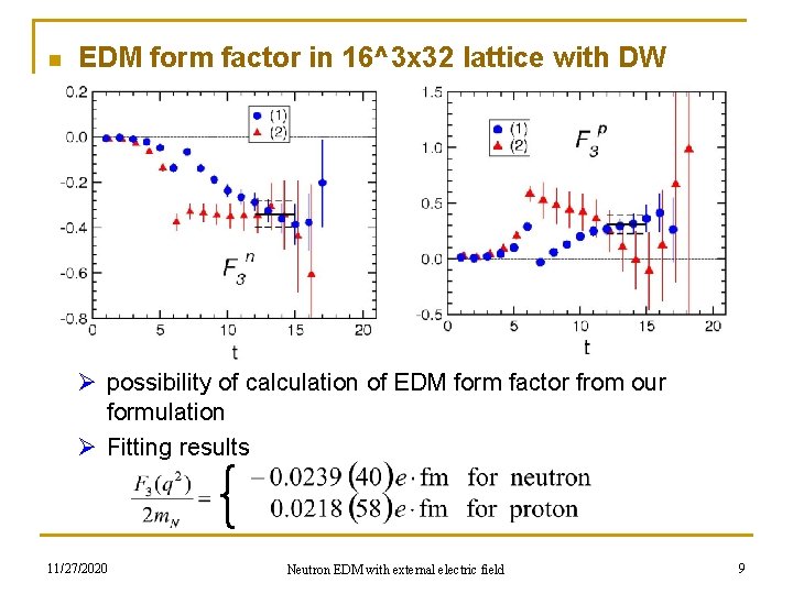 n EDM form factor in 16^3 x 32 lattice with DW Ø possibility of