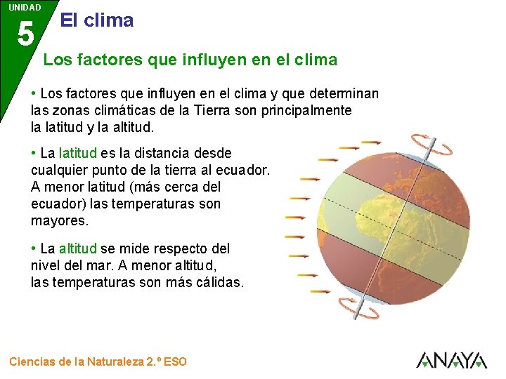UNIDAD 5 3 El clima Los factores que influyen en el clima • Los