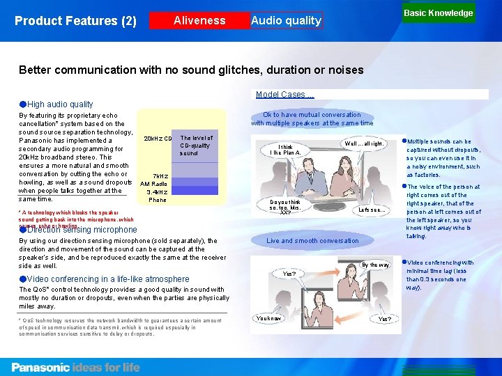 Product Features (2) Aliveness Basic Knowledge Audio quality Better communication with no sound glitches, Product Features (2) Aliveness Basic Knowledge Audio quality Better communication with no sound glitches,