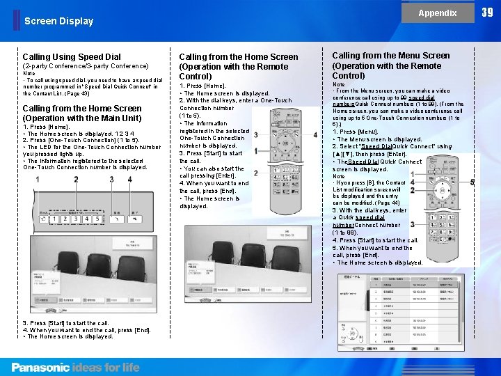 Appendix Screen Display Calling Using Speed Dial (2 -party Conference/3 -party Conference) Note • Appendix Screen Display Calling Using Speed Dial (2 -party Conference/3 -party Conference) Note •