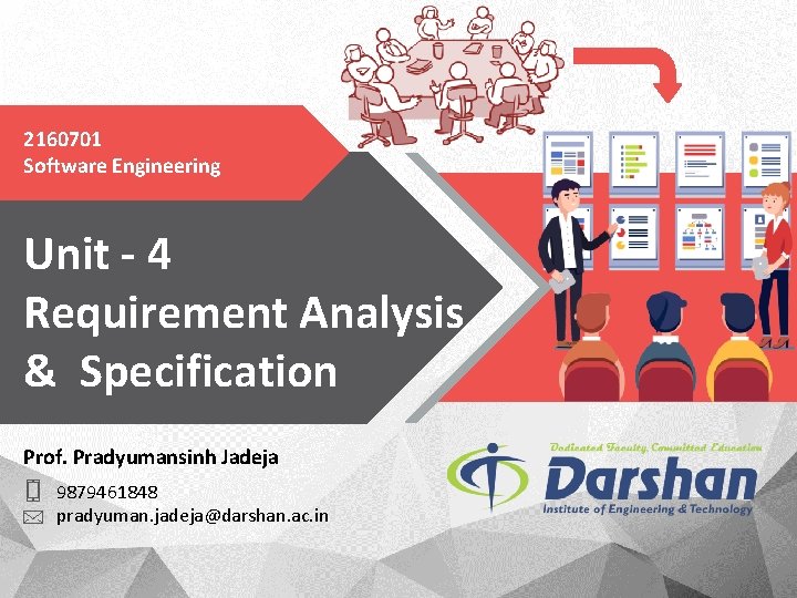 2160701 Software Engineering Unit - 4 Requirement Analysis & Specification Prof. Pradyumansinh Jadeja 9879461848